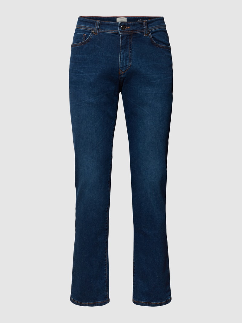 Jeans mit Label-Patch in blau