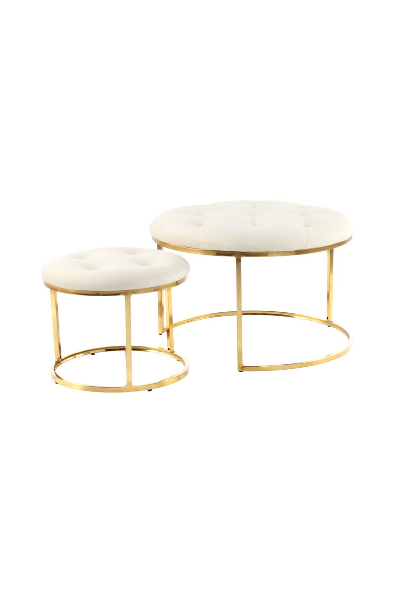 Kayoom Hocker Becky 825 2er-Set Elfenbein / Gold