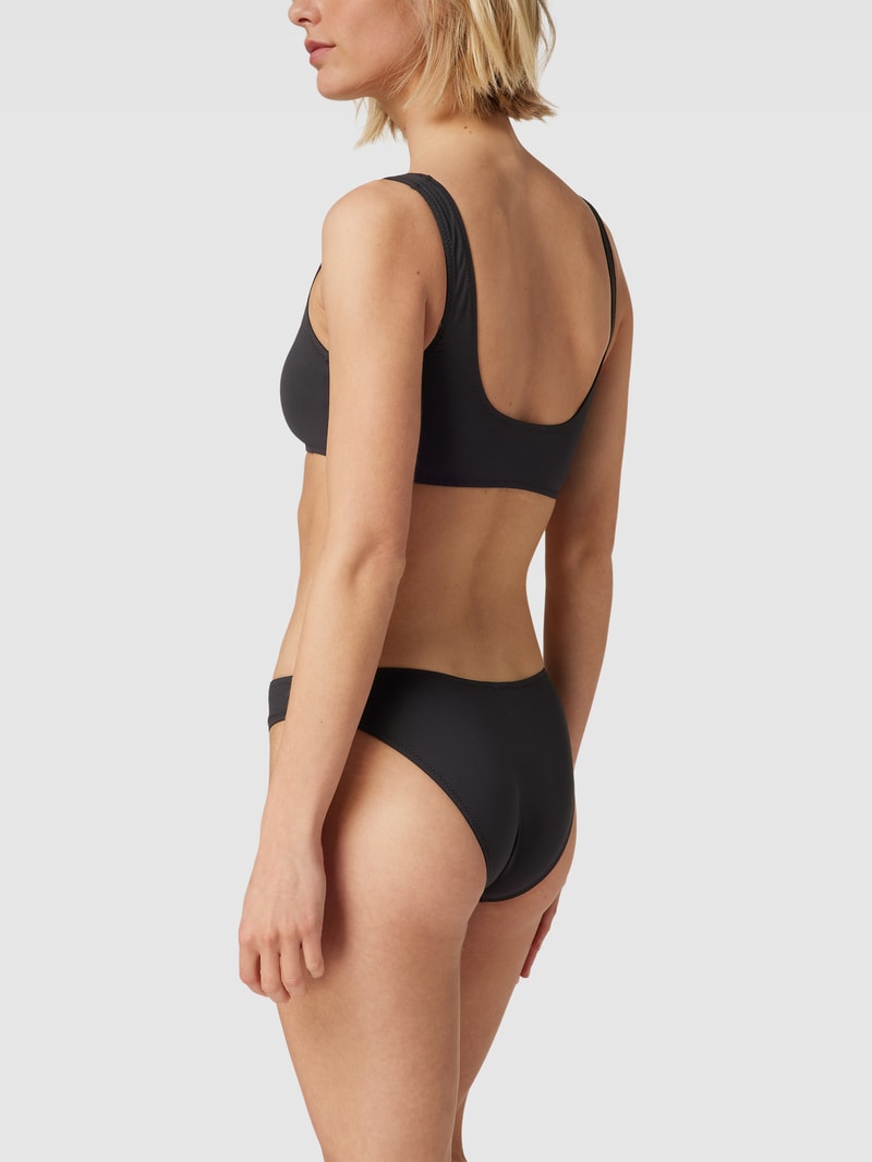 Bikini-Oberteil mit Logo-Stitching in schwarz