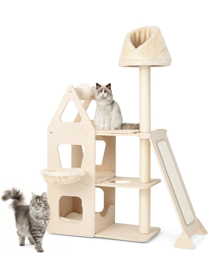 COSTWAY Kratzbaum mit Korb in Beige günstig kaufen 42 cm