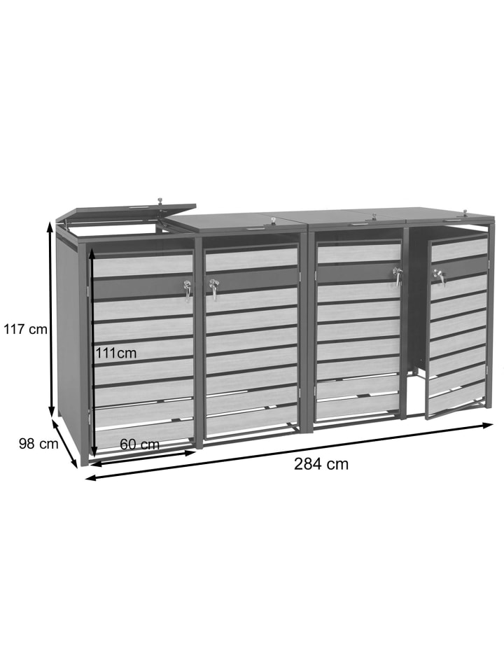MCW XL 4er/8er-Mülltonnenverkleidung J81, Buche-Holzoptik hellbraun günstig kaufen onesize
