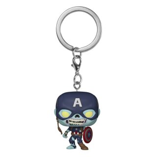 ** % SALE % ** Marvel What If...? Pocket POP! Vinyl Schlüsselanhänger 4 cm Zombie Captain America