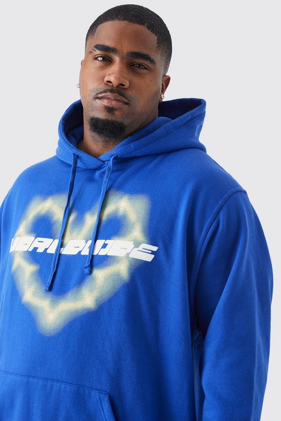 Plus Oversize Hoodie mit Worldwide Herz Print