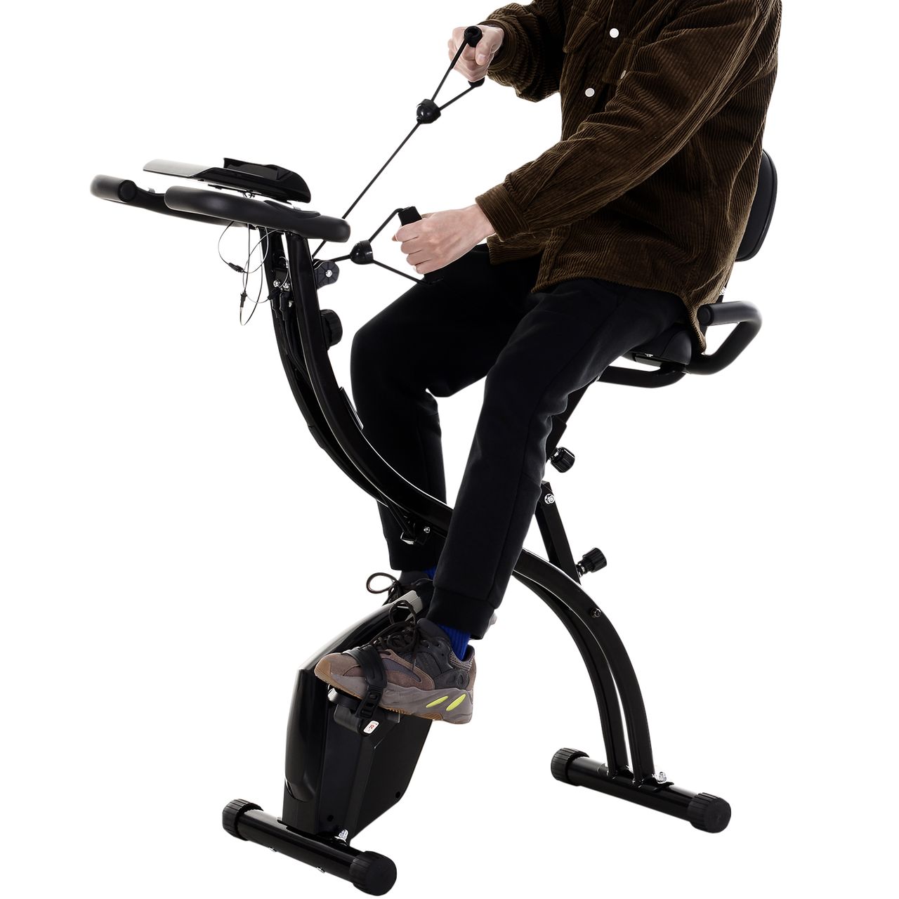 HOMCOM Heimtrainer X-Bike Fahrradtrainer LCD-Display klappbar Schwarz