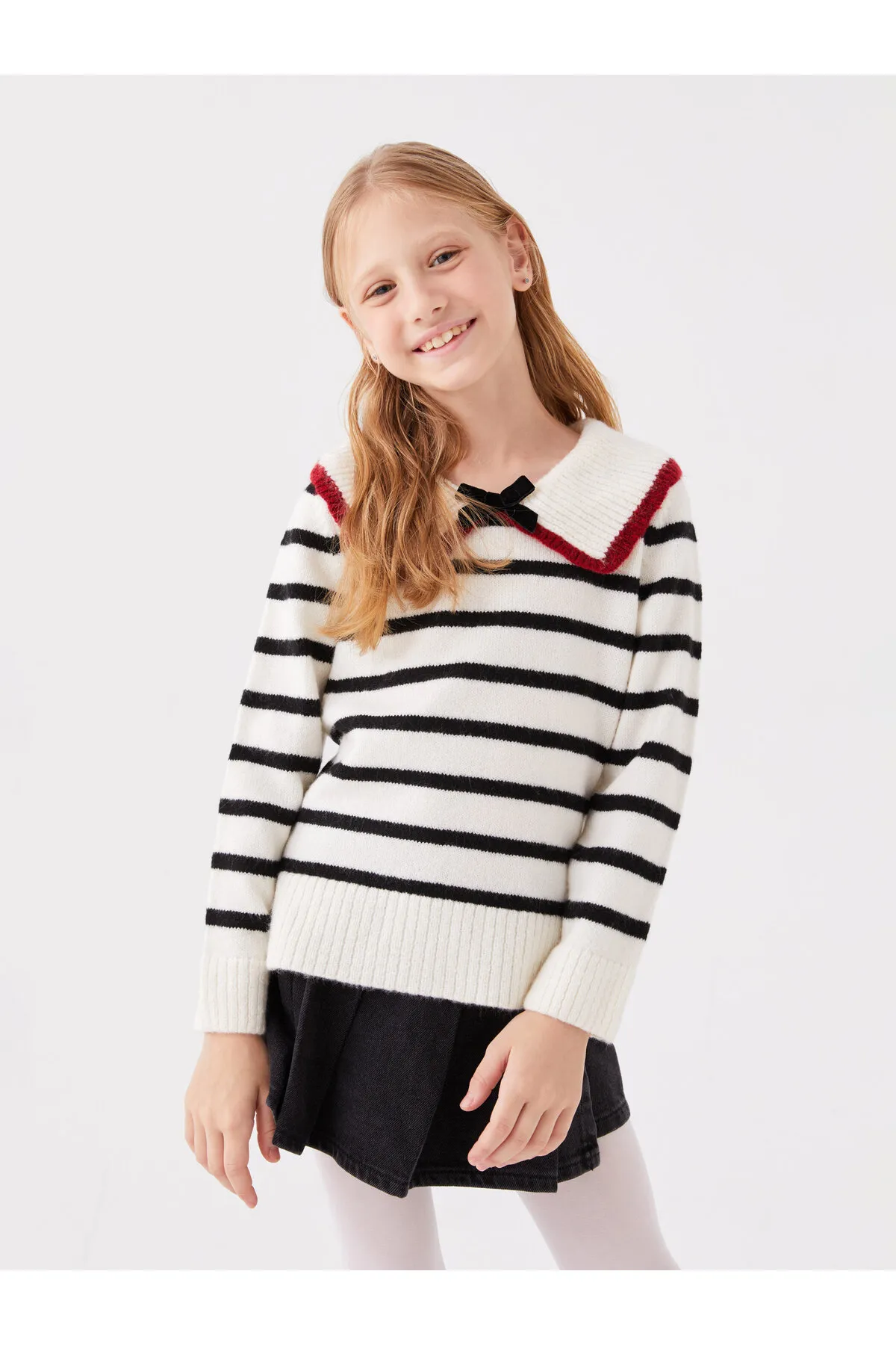LC Waikiki  Rollkragenpullover, gestreift, langärmelig, Mädchen-Strickpullover, Mutter-Tochter-Kombination