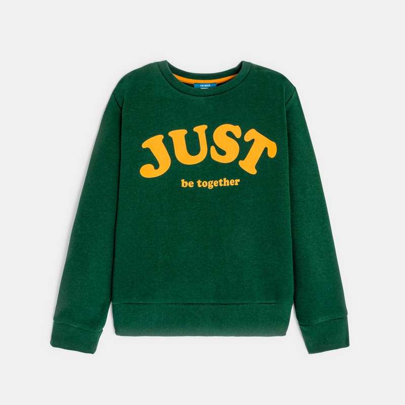 Sweat-shirt à message vert garçon