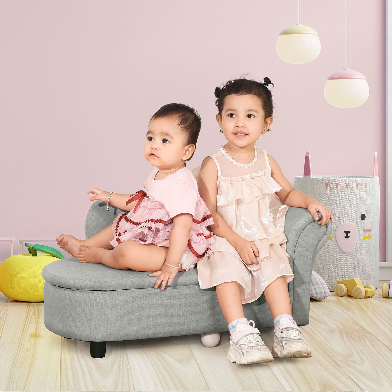 HOMCOM Kindersessel, Kindercouch, Kindersofa mit Stauraum für Kinder 1,5-3 Jahre