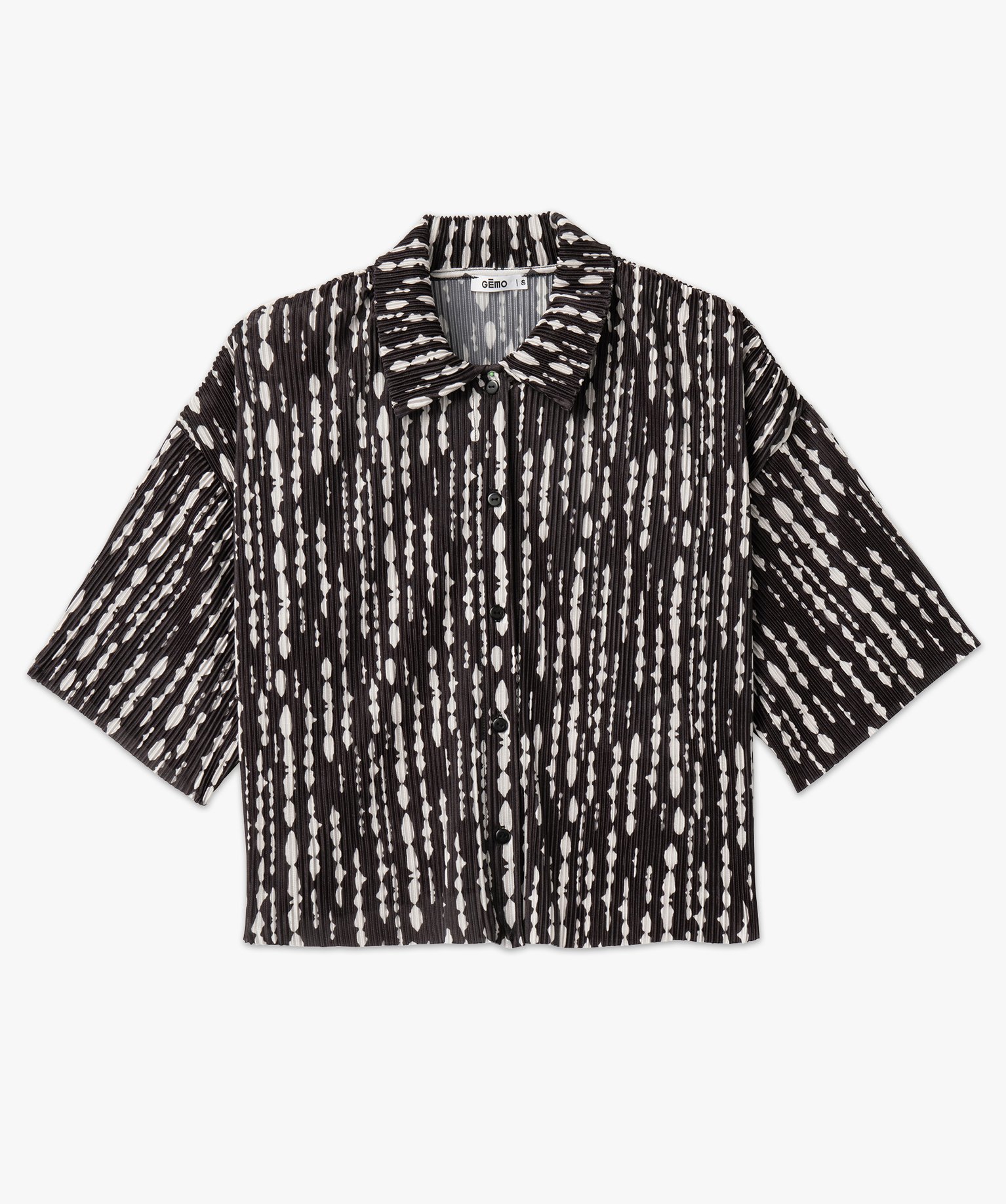 Chemise courte à manches courtes en maille plissée femme imprime | GEMO