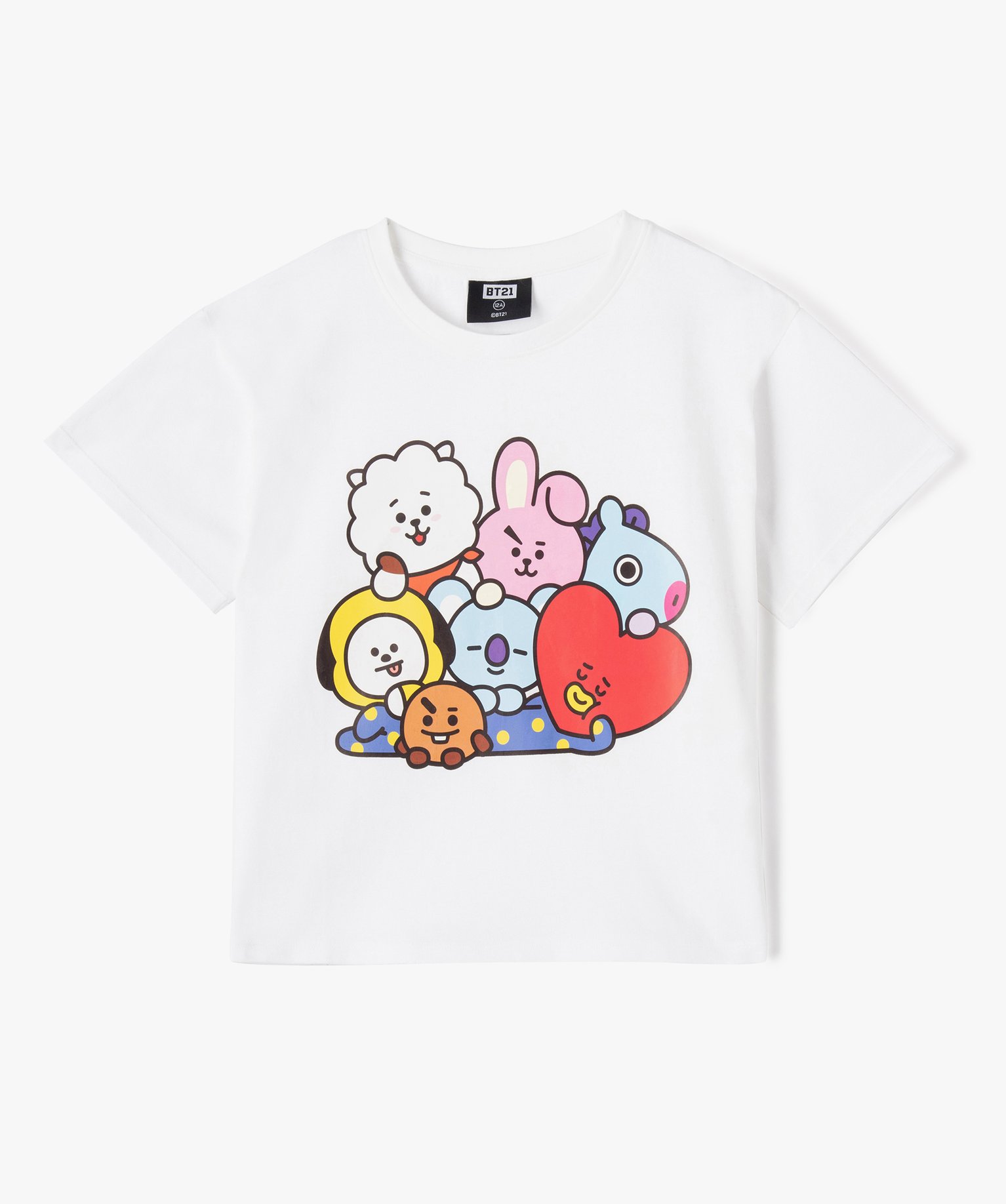 Tee-shirt fille coupe oversize avec motif - BT21 blanc | GEMO