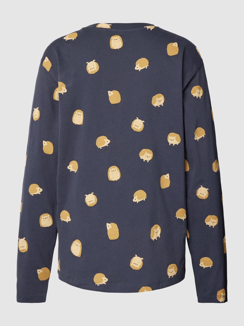 Pyjama-Oberteil mit Allover-Print in dunkelblau