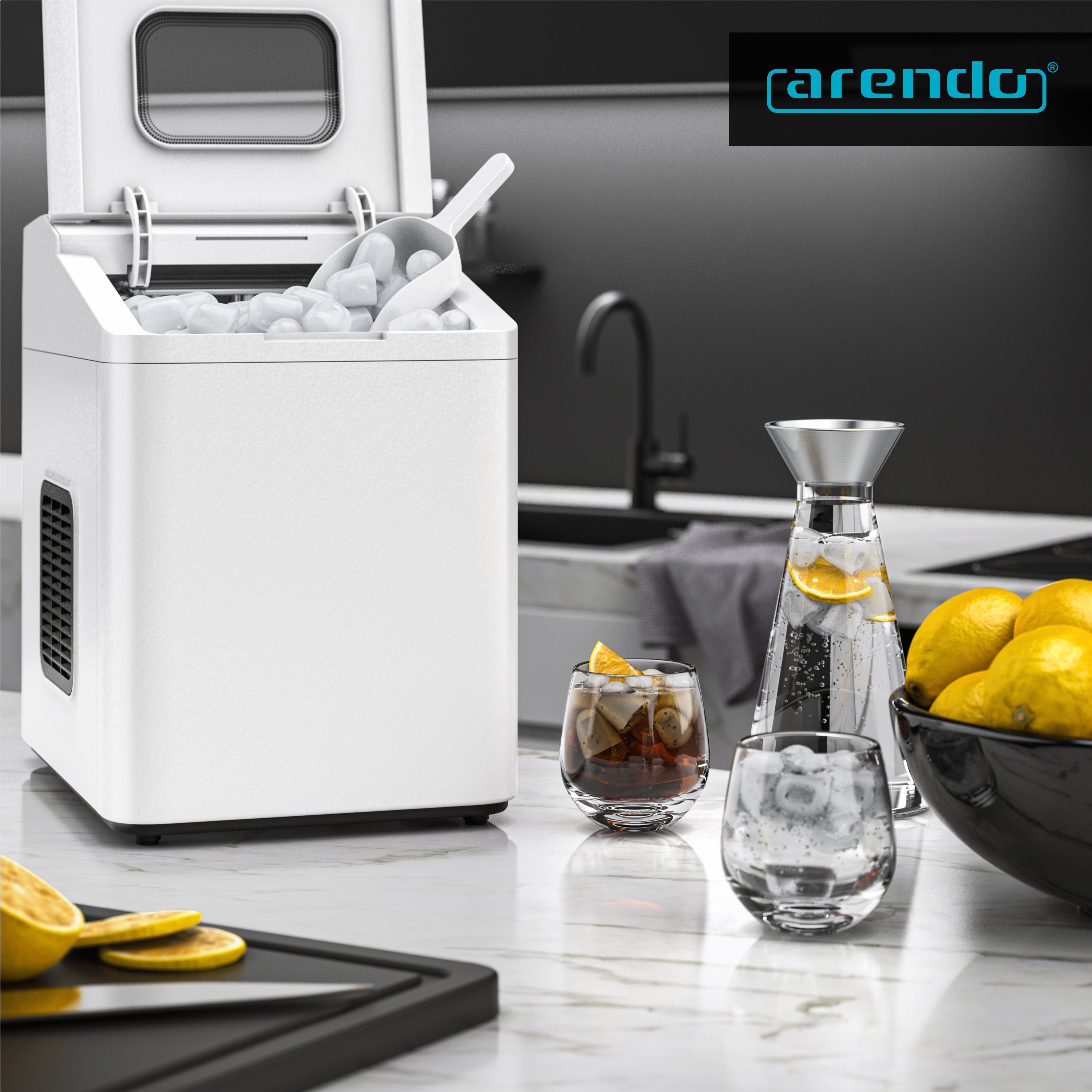 Arendo Eiswürfelmaschine, 105 W, 1,4 Liter Eiswürfelbereiter, 9 Eiswürfel in 9 Minuten