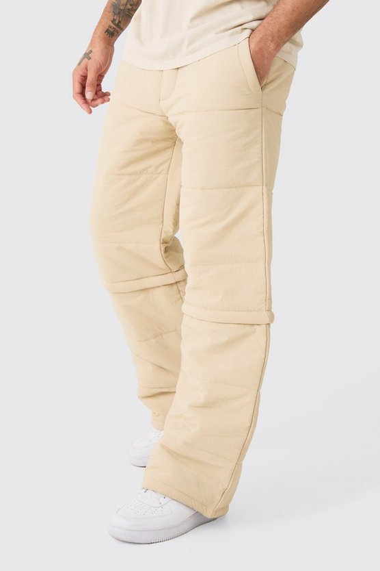 Gesteppte Hose mit weitem Bein, Reißverschluss und elastischem Bund