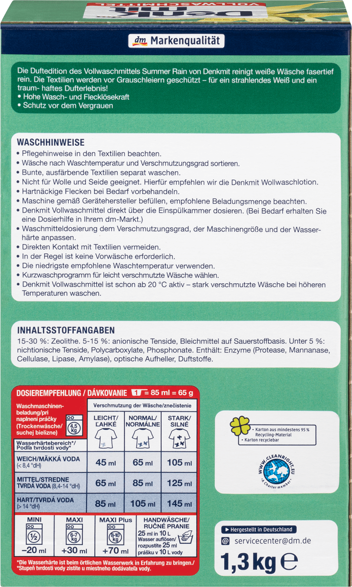Vollwaschmittel Pulver Summer Rain, 20 Wl
