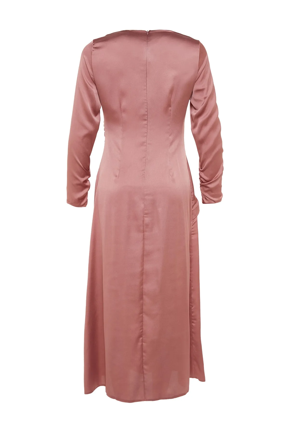 Trendyol Modest  Abendkleid aus Satin mit getrockneten Rosen und Raffungen TCTSS23DB00012