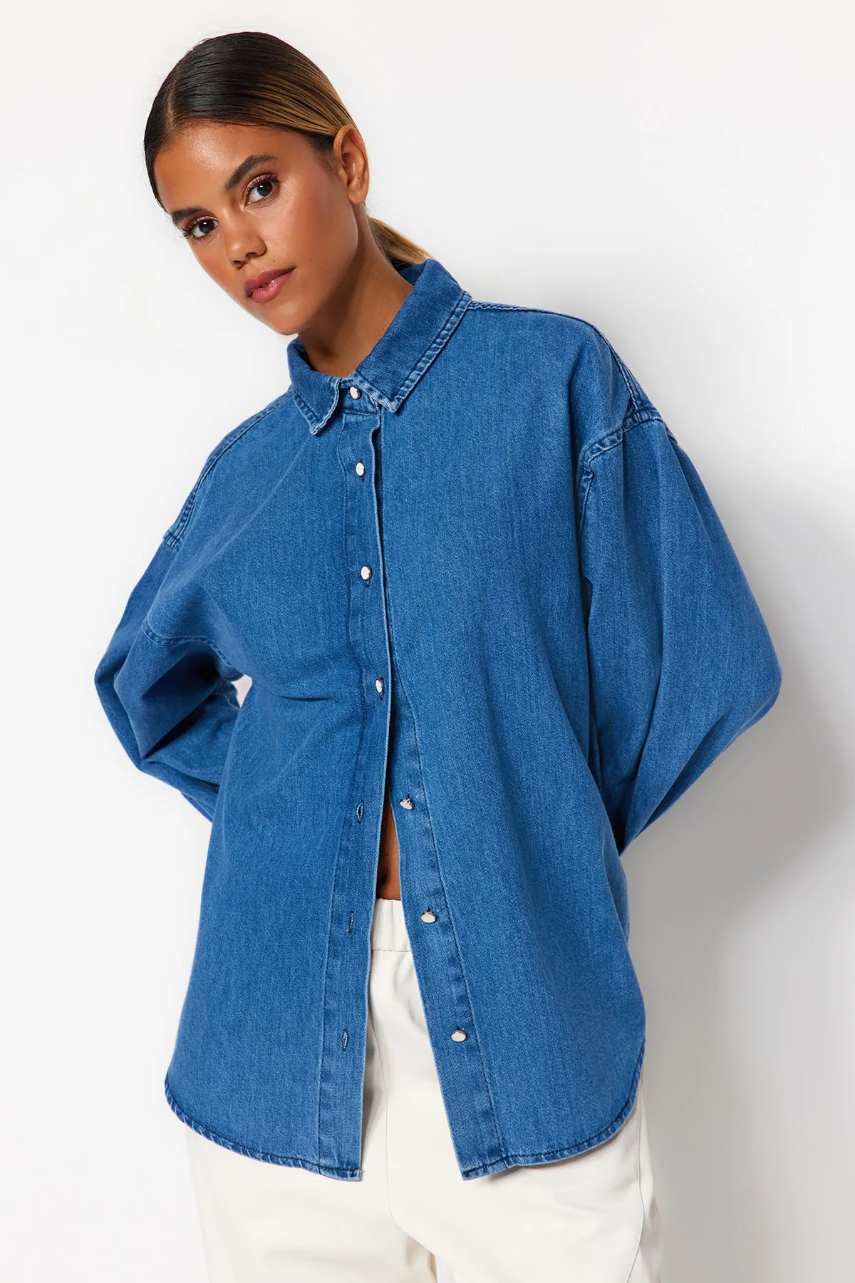 Trendyol Collection  Hemd - Dunkelblau - Oversized