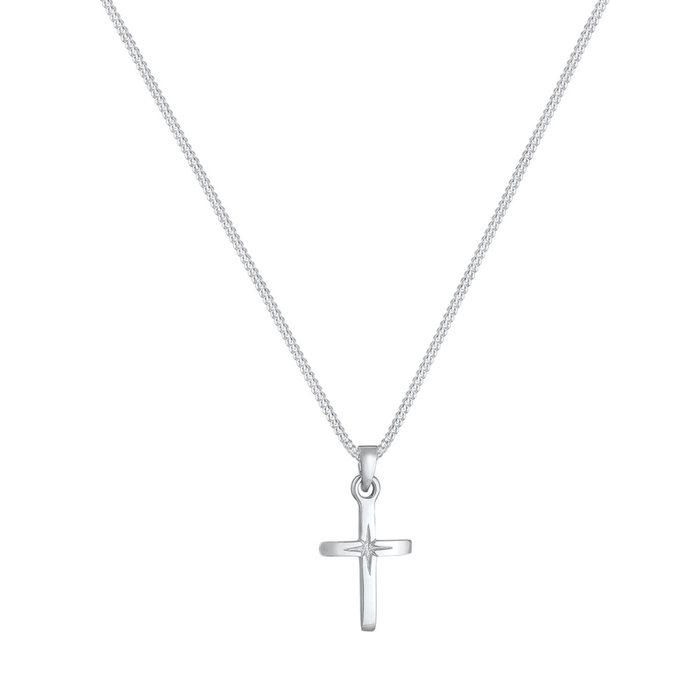Elli Elli Collier Femmes Pendentif Croix Gravure d'étoile Filigrane en Argent Sterling Bijoux