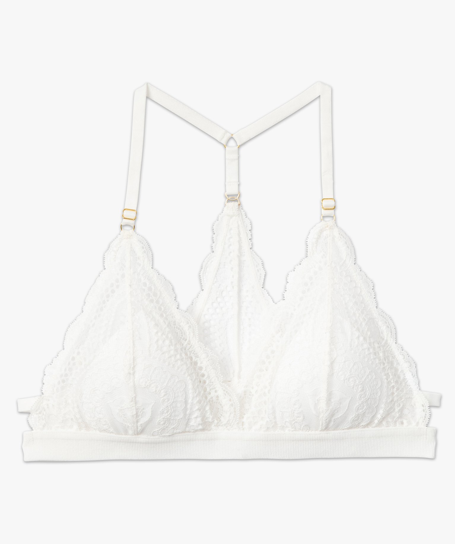 Brassière à bonnets triangles en dentelle avec dos travaillé blanc | GEMO