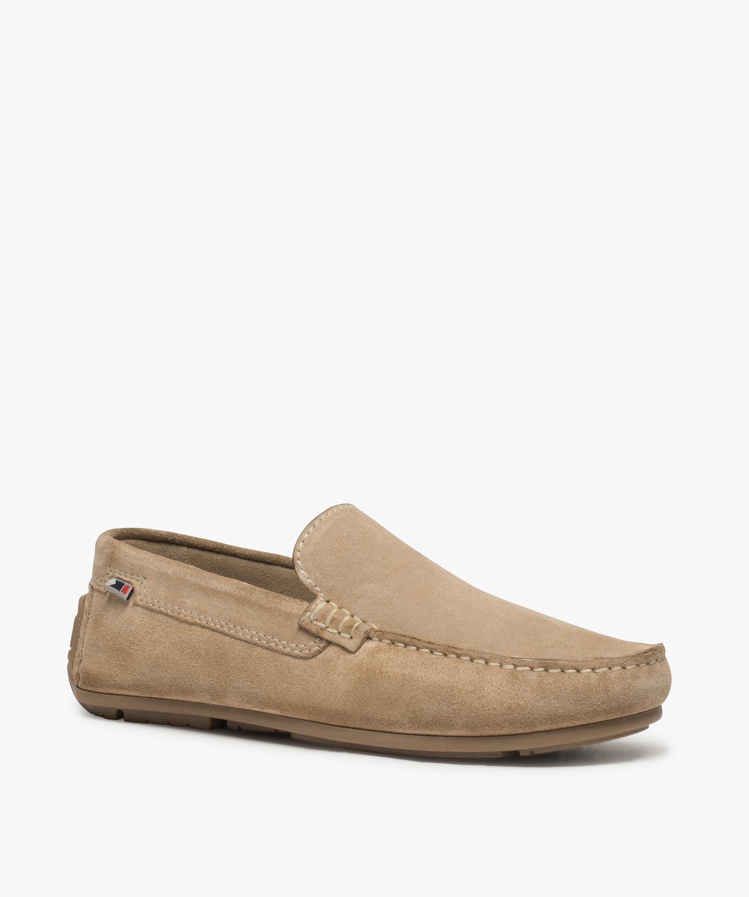 Mocassins homme unis dessus et intérieur cuir beige | GEMO