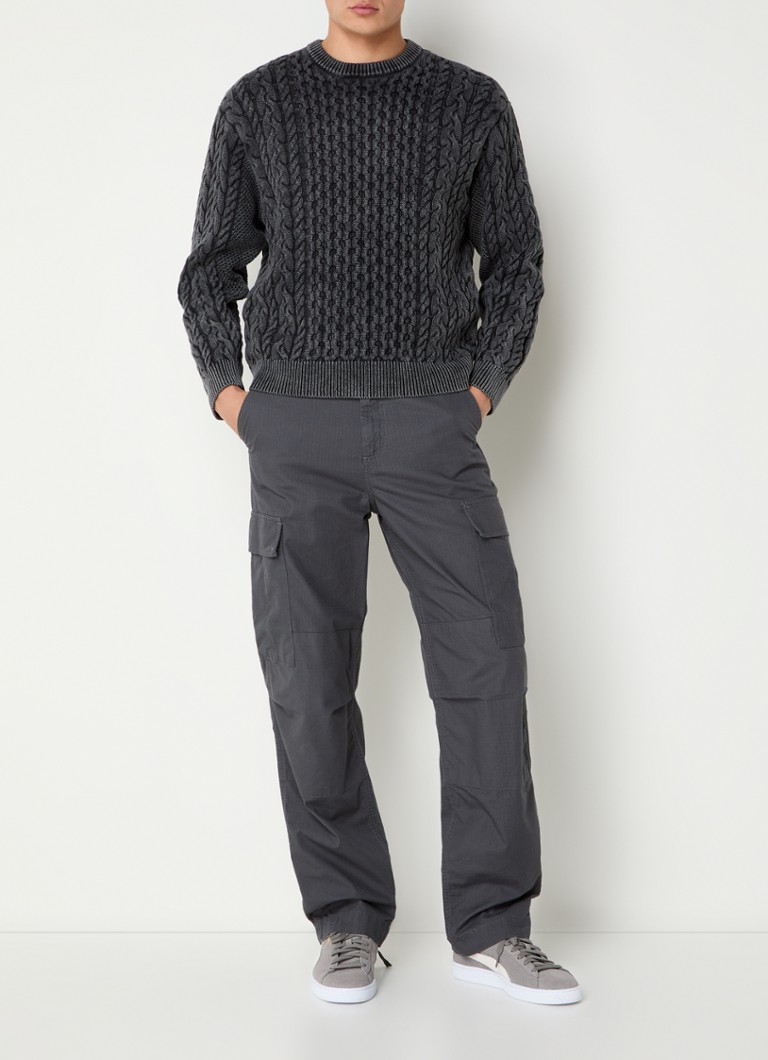 Obey Cable-knit sweater with washed finish