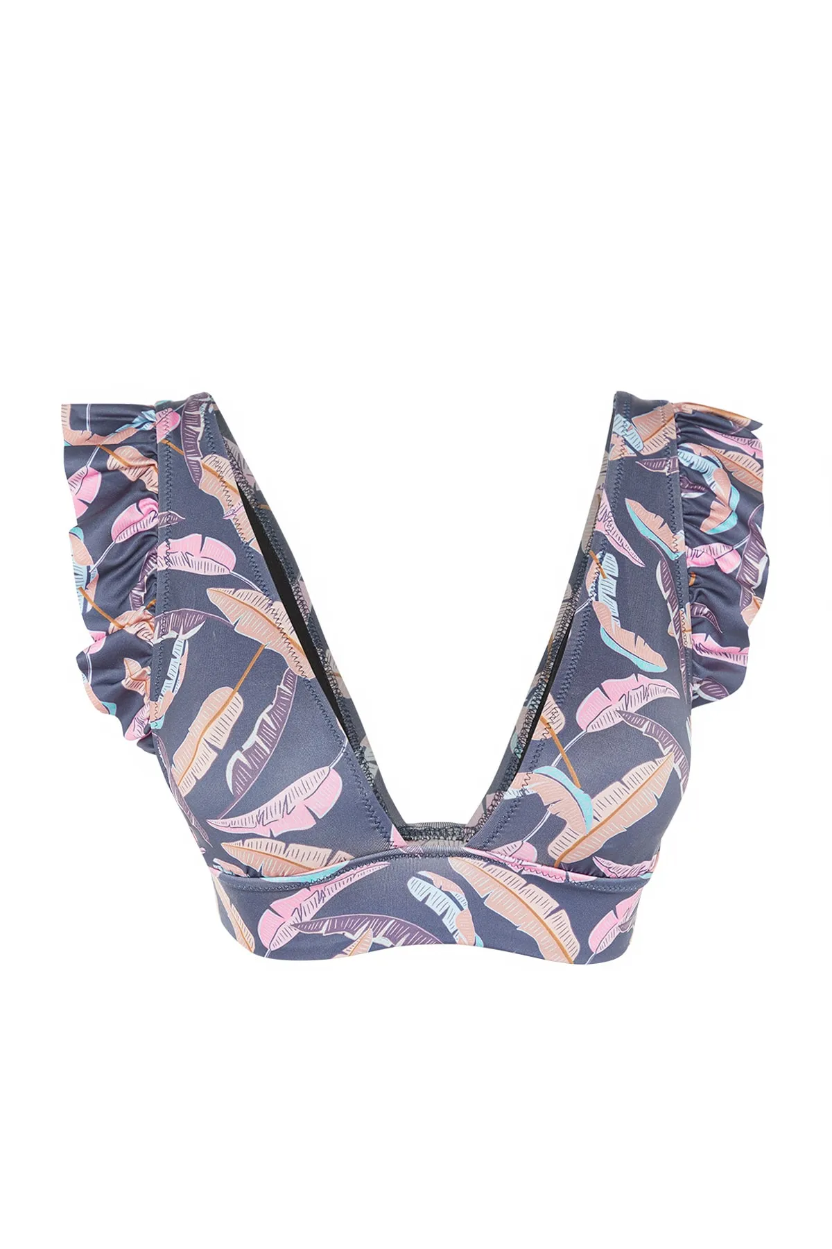 Trendyol Collection  Triangel-Bikinioberteil mit Rüschenblattmuster TBESS21BU0056