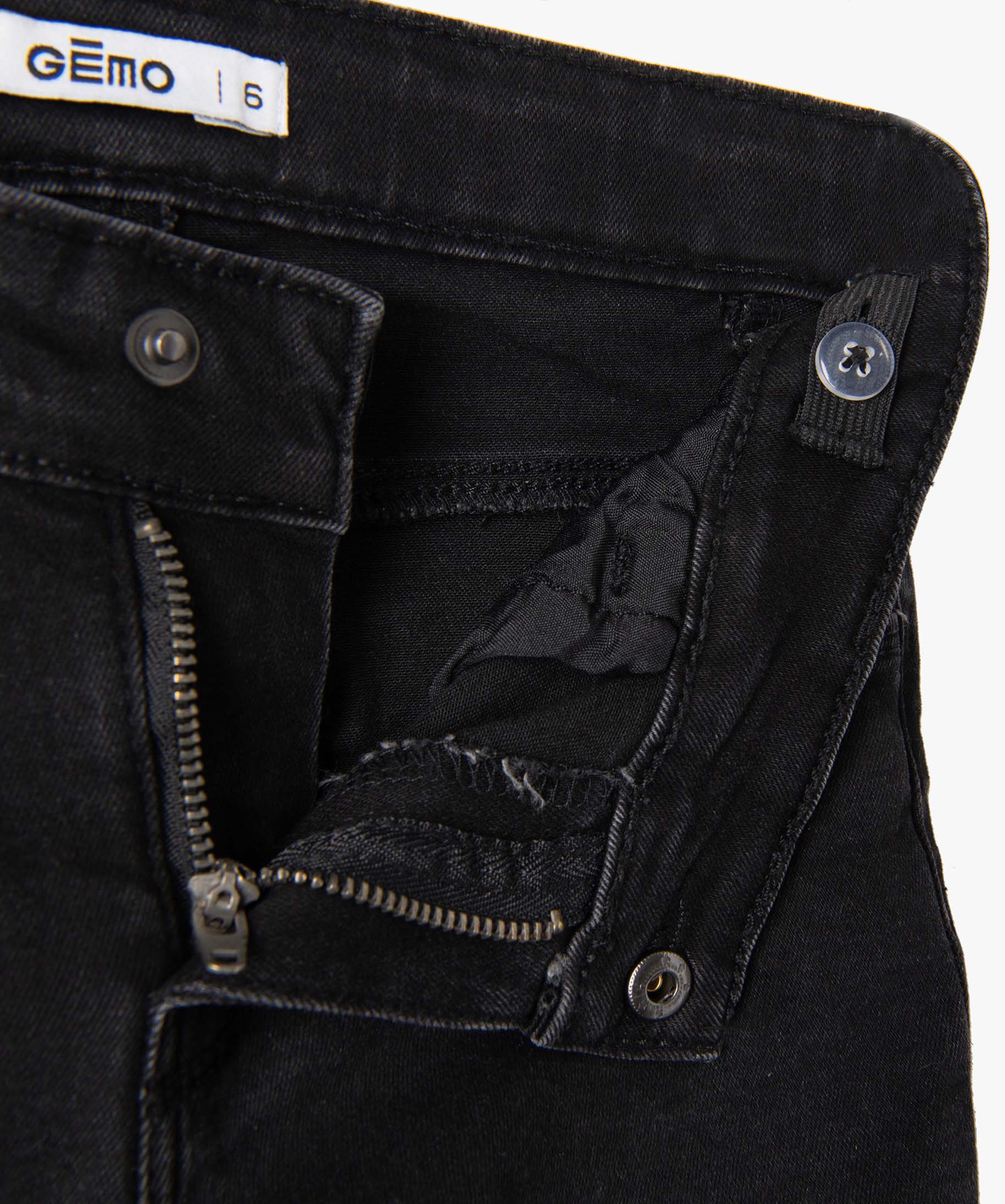 Jean fille coupe Slim taille+large en matière extensible noir | GEMO