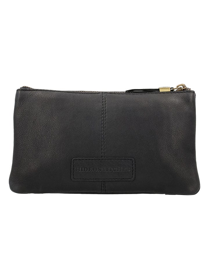 HIDE & STITCHES Leder-Umhängetasche in Schwarz - (B)21 x (H)12 x (T)2 cm günstig kaufen onesize
