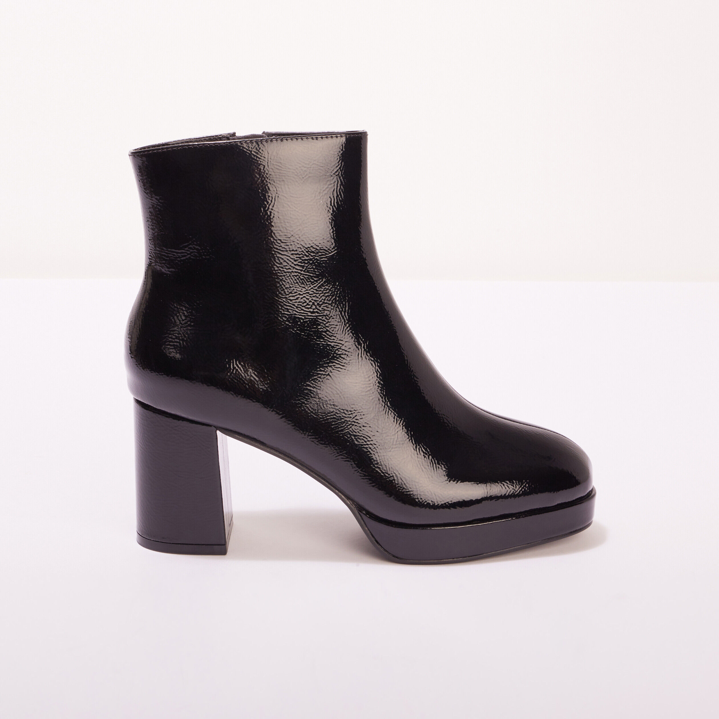 Bottines vernies talon haut noir femme | Cache Cache
