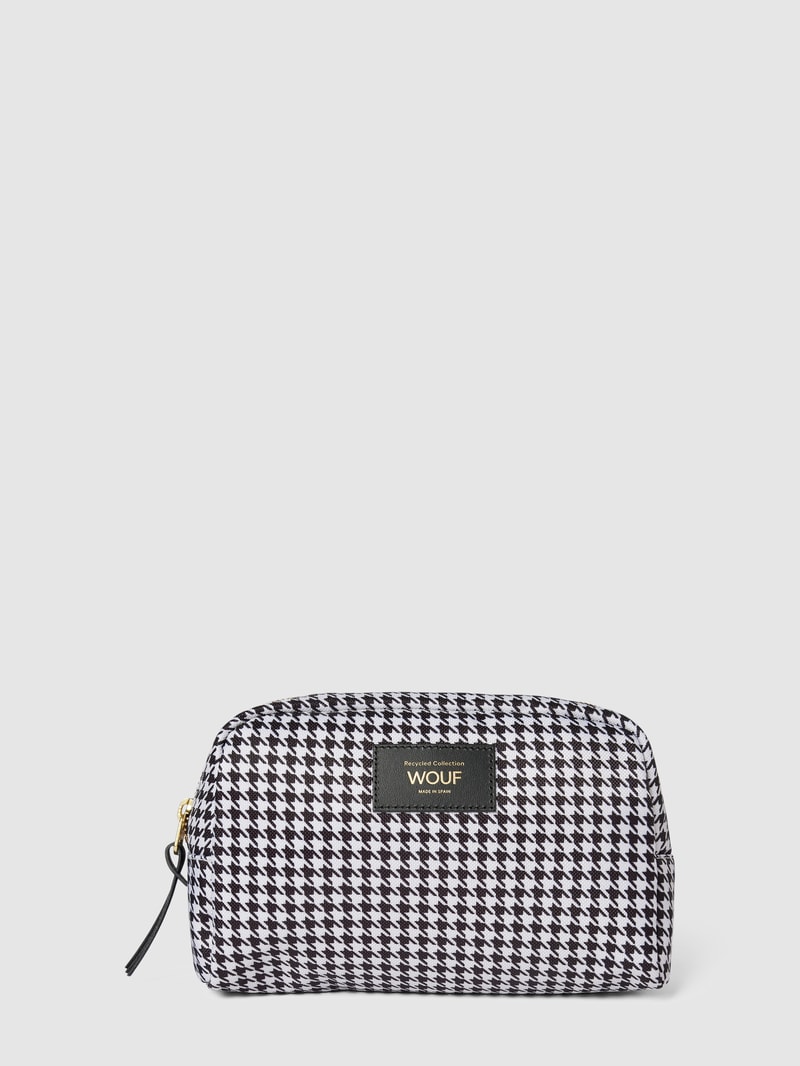 Kosmetiktasche mit Allover-Muster Modell 'Celine' in schwarz