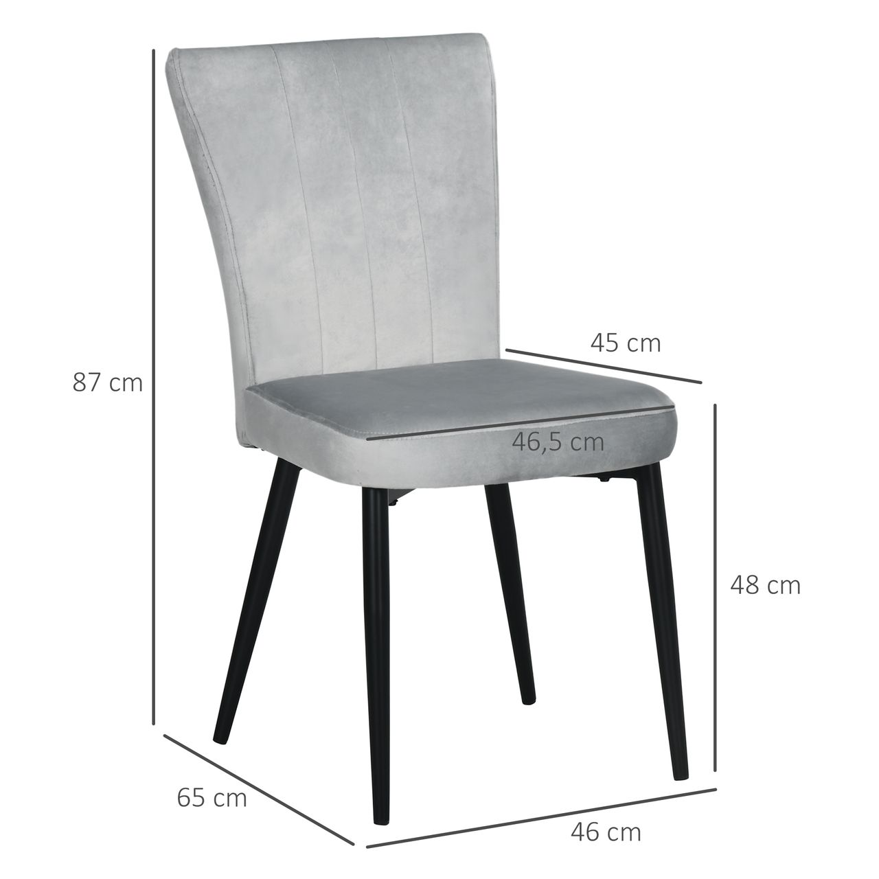 HOMCOM Esszimmerstuhl, 4er-Set Küchenstühle, Essstuhl mit Rückenlehne, Samtoptik