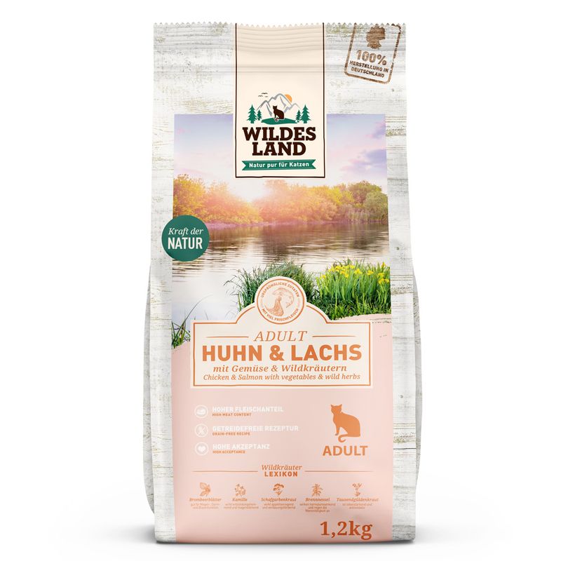 Wildes Land Cat Huhn, Lachs & Gartengemüse