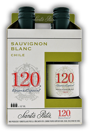 Santa Rita, 120 Reserva Especial, Sauvignon Blanc 4 x 0,1875 Liter, 2019, Valle Central  Santa Rita, 120 Reserva Especial, Sauvignon Blanc 4 x 0,1875 Liter, 2019, Valle Central  Mit saftigem Fruchtgeschmack und seiner Kombination von Fülle und Säure
