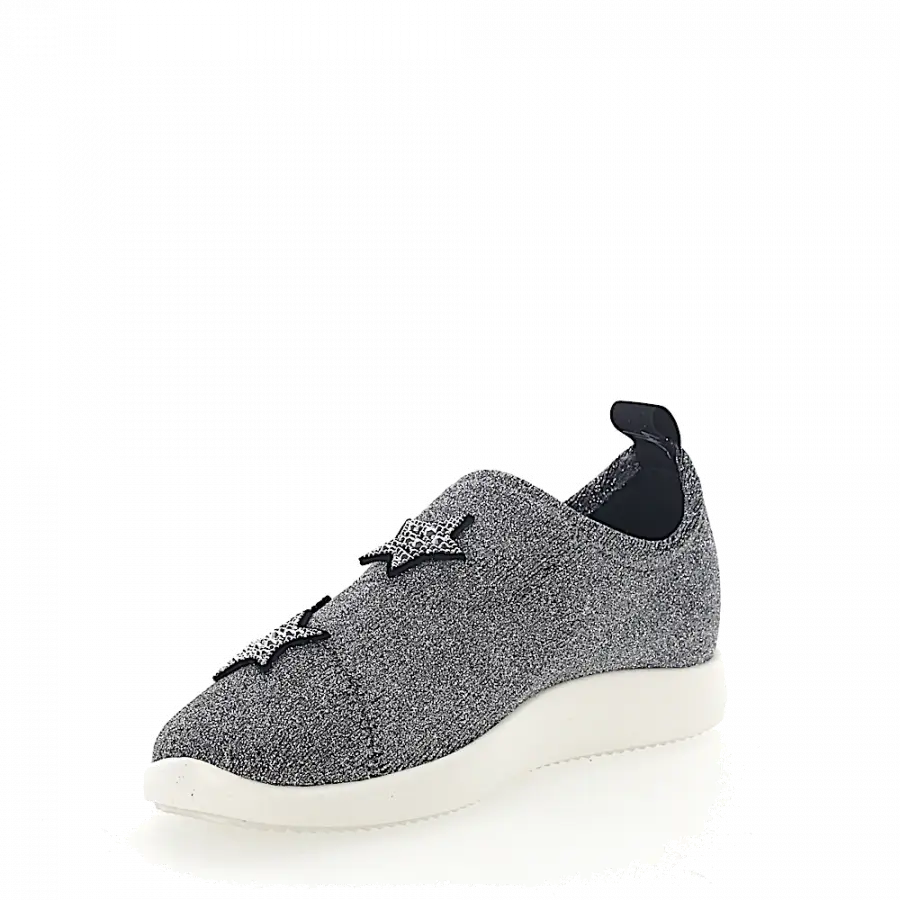 Giuseppe Zanotti - Slip Ons NATALIE Textil Glitzer Sternenmuster Strass silber - grau
