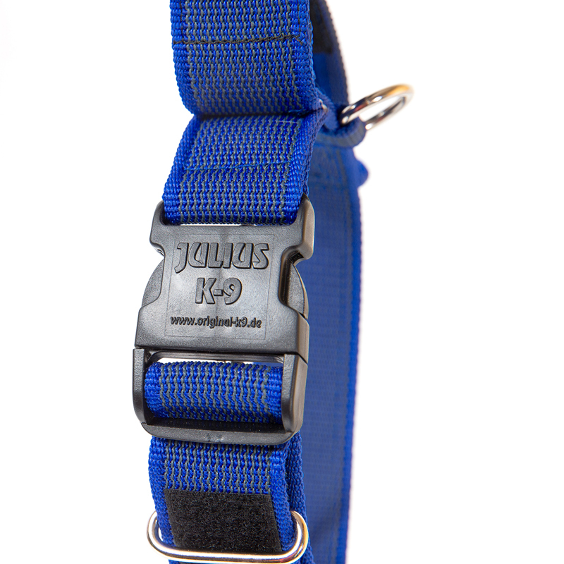 JULIUS-K9 Hundehalsbänder JULIUS-K9 Halsband mit Griff 40mm blau/ grau