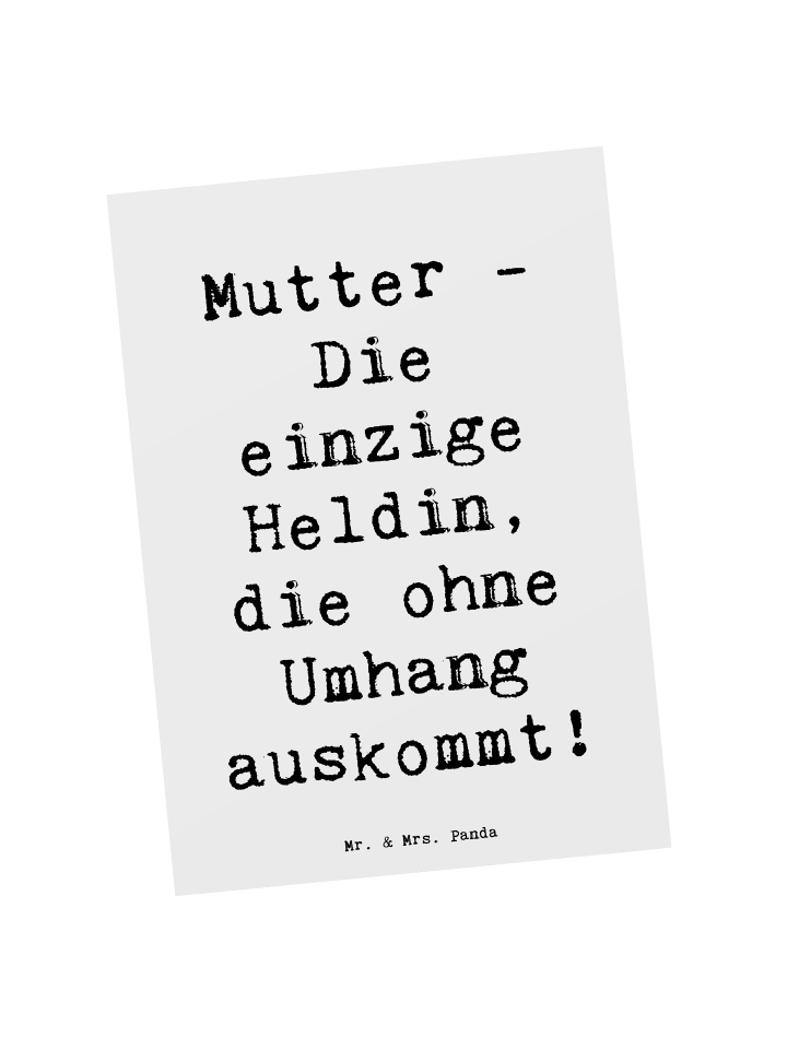 Mr. & Mrs. Panda Postkarte Heldin Mutter mit Spruch in Weiß günstig kaufen onesize