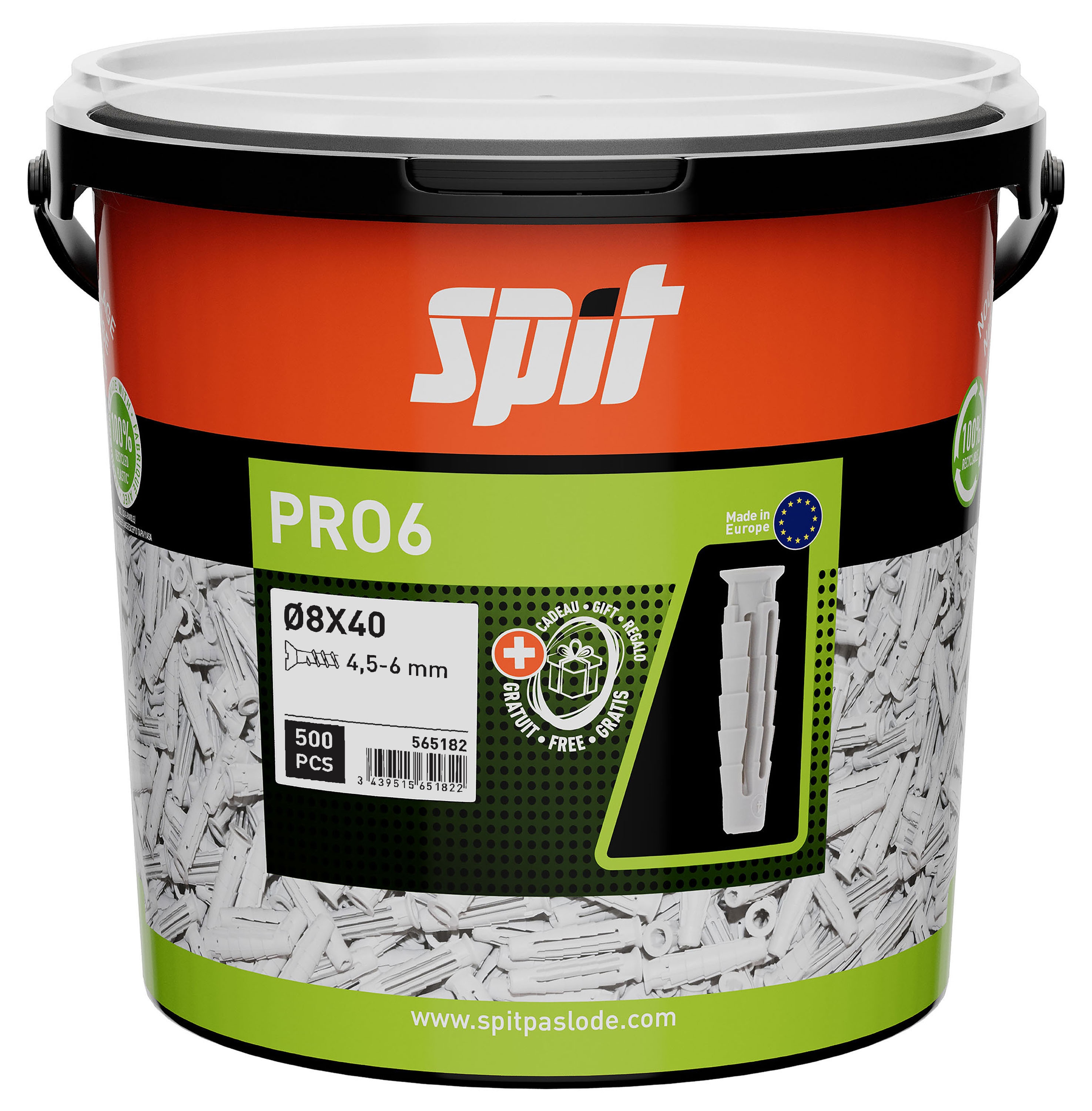 Spettfäste 565182 PRO6 8 x 40 universalplugg 500 st