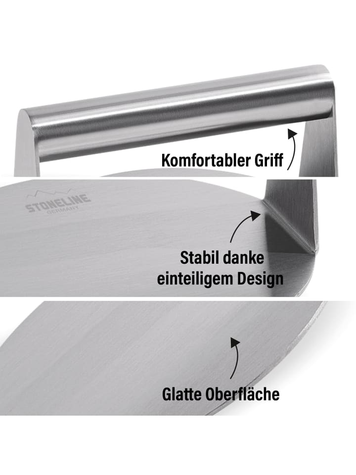 Stoneline Burger Smasher aus Edelstahl 14 cm, Hamburgerpresse in Edelstahl günstig kaufen onesize