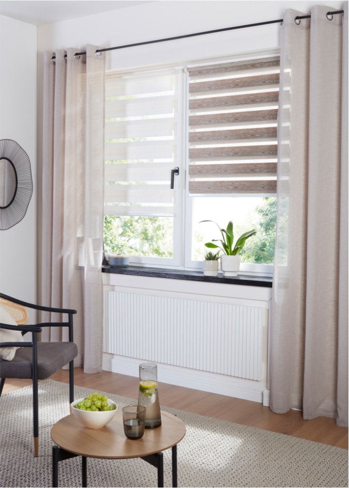 Doppelrollo mit Holz Optik