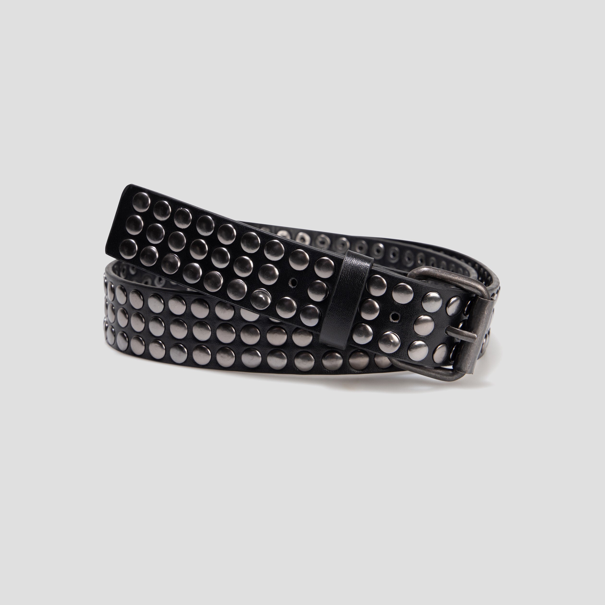 Ceinture à oeillets et clous noir femme | La Halle