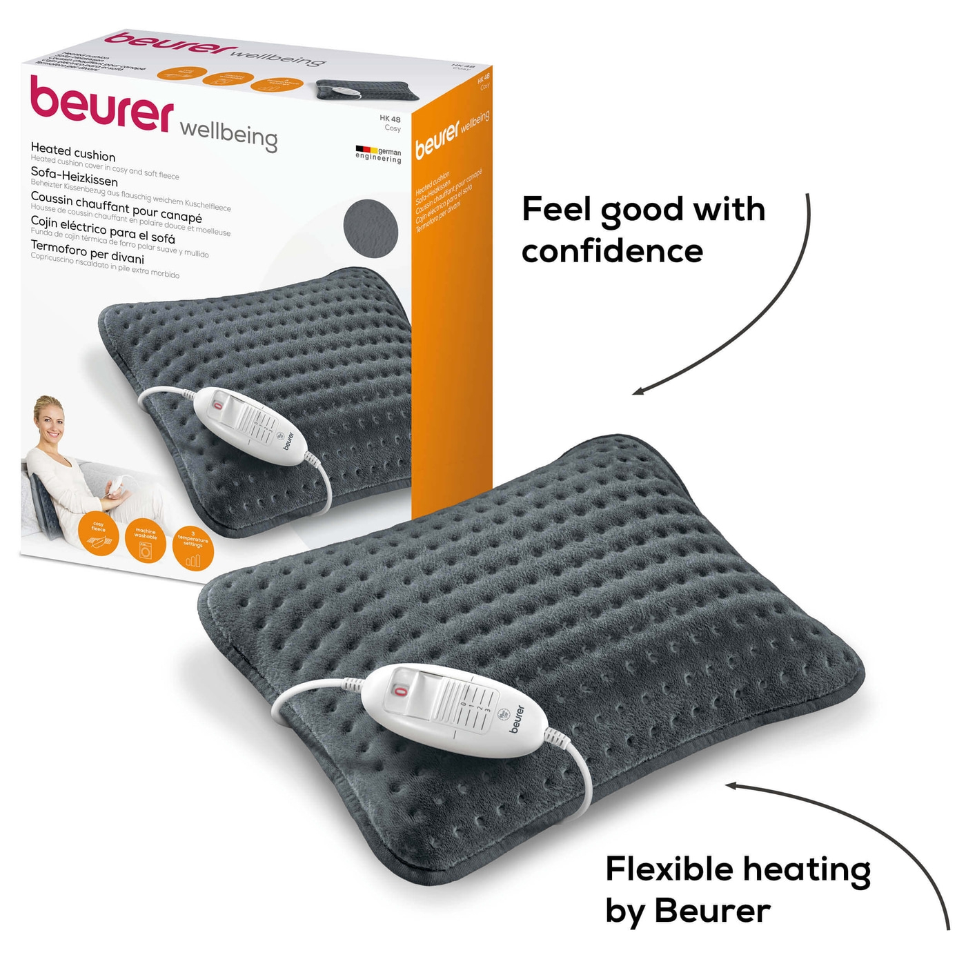 Beurer Sofa-Heizkissen - HK 48 Cosy-Gemütliches Sofakissen mit Heizfunktion