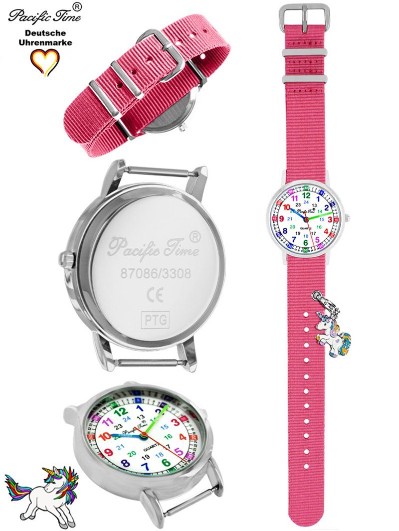 Pacific Time Quarzuhr Kinder Armbanduhr Lernuhr Wechselarmband mit Einhorn Charms, Mix und Match Design - Gratis Versand