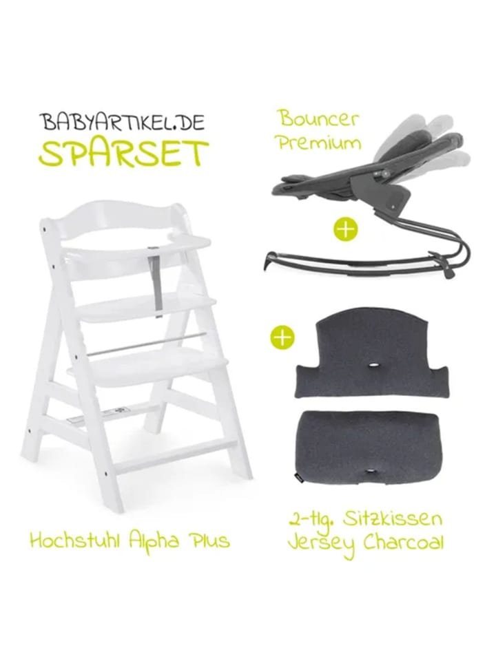 Hauck Alpha Plus White 4-tlg. Newborn Set - Hochstuhl   2in1 in weiss,grau günstig kaufen onesize