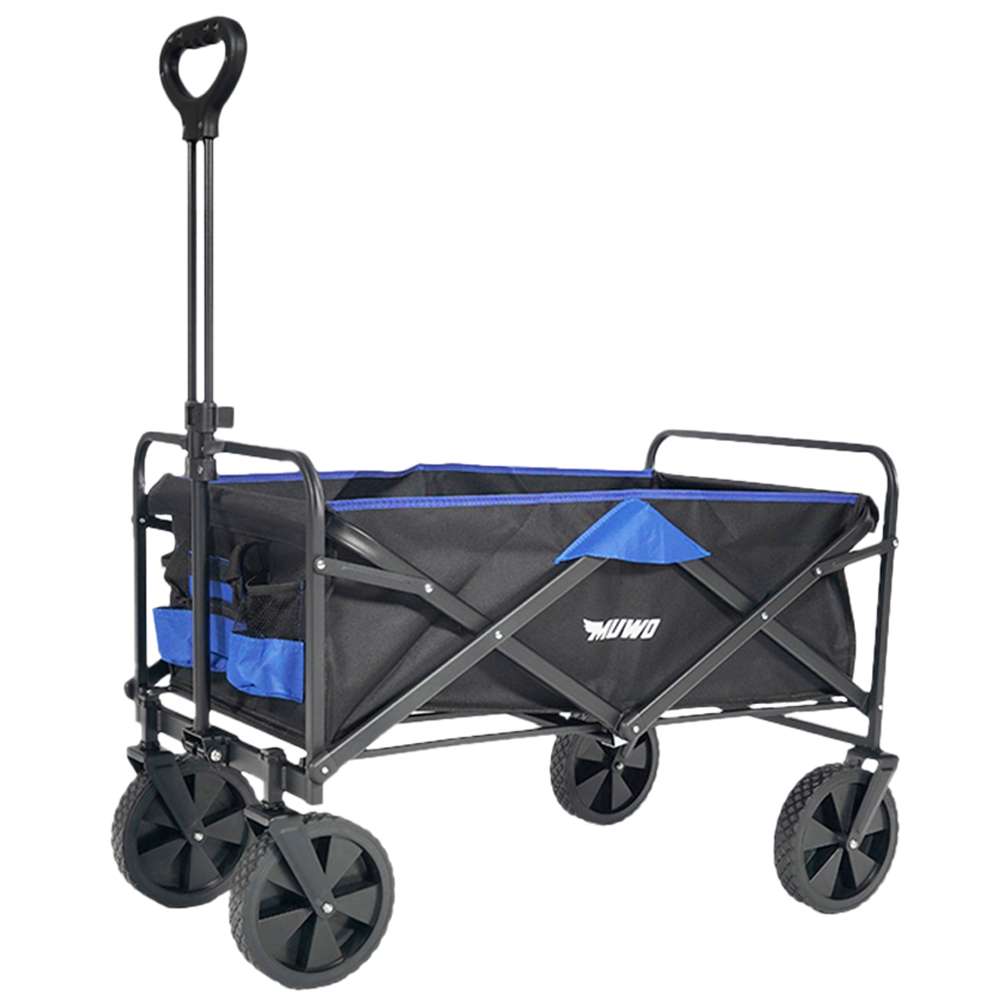 MUWO faltbarer Bollerwagen 100 L, max. 110 kg blau/schwarz