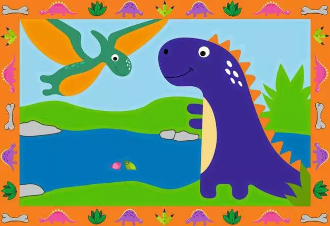 CreArt Land der Dinosaurier - Malen nach Zahlen für Kinder ab 5 Jahren