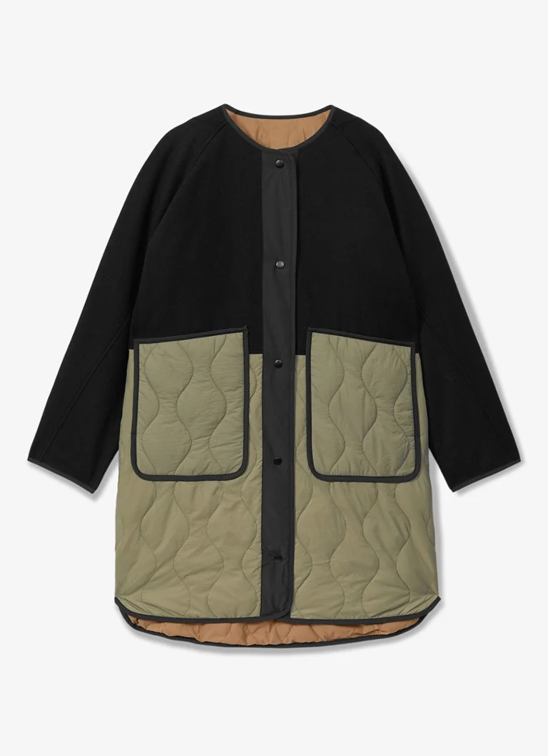 Reiss Ollie reversible jacket in wool blend with quilt pattern