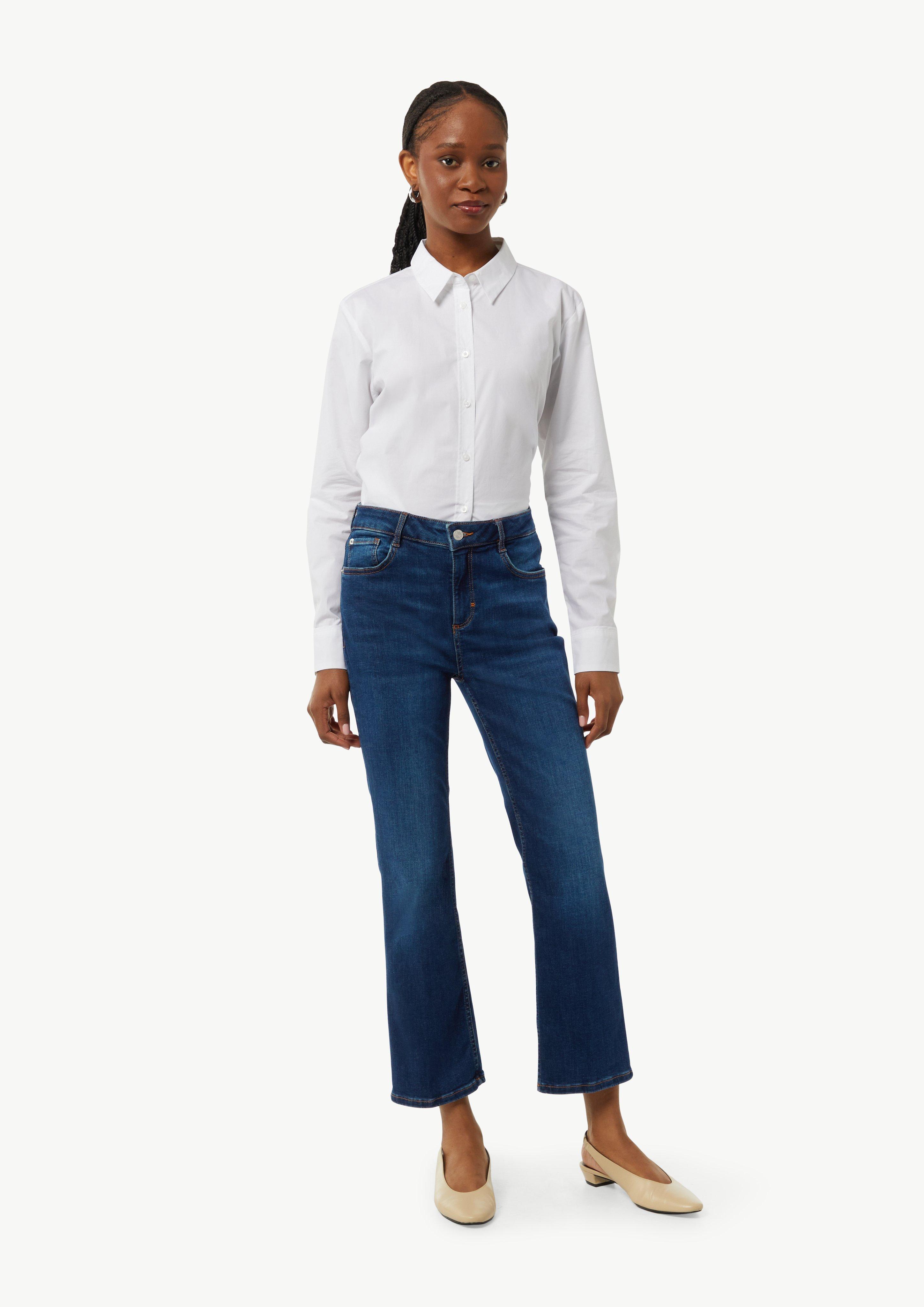 Elastische Ankle-Jeans mit leicht ausgestelltem Bein - dunkelblau