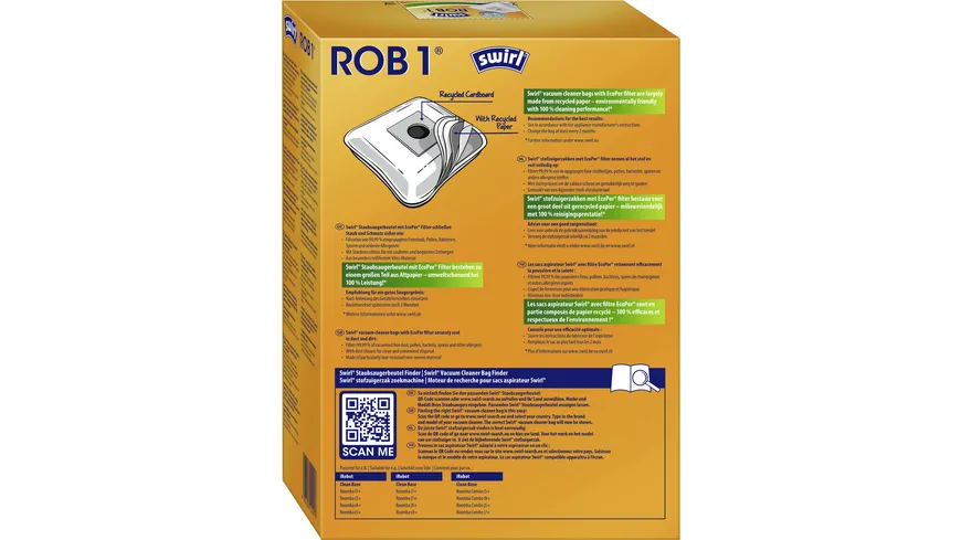 Swirl® ROB 1 Staubsaugerbeutel EcoPor®