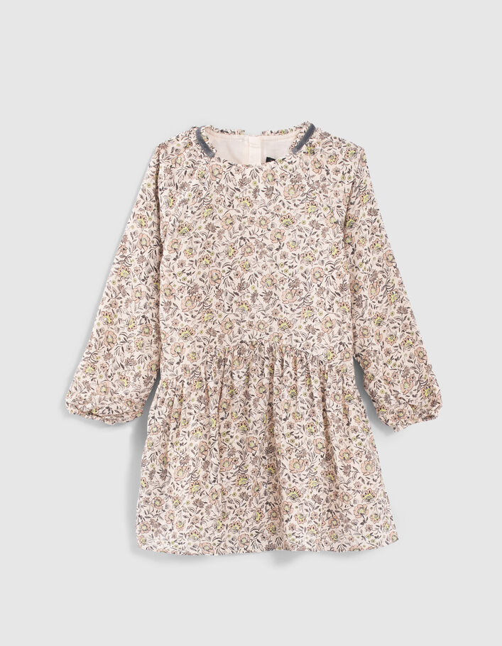 Robe beige imprimé fleurs fille