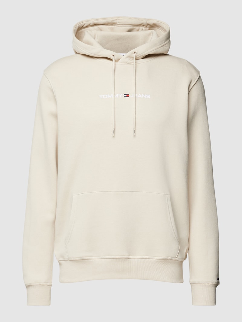 Hoodie mit Label-Stitching in beige