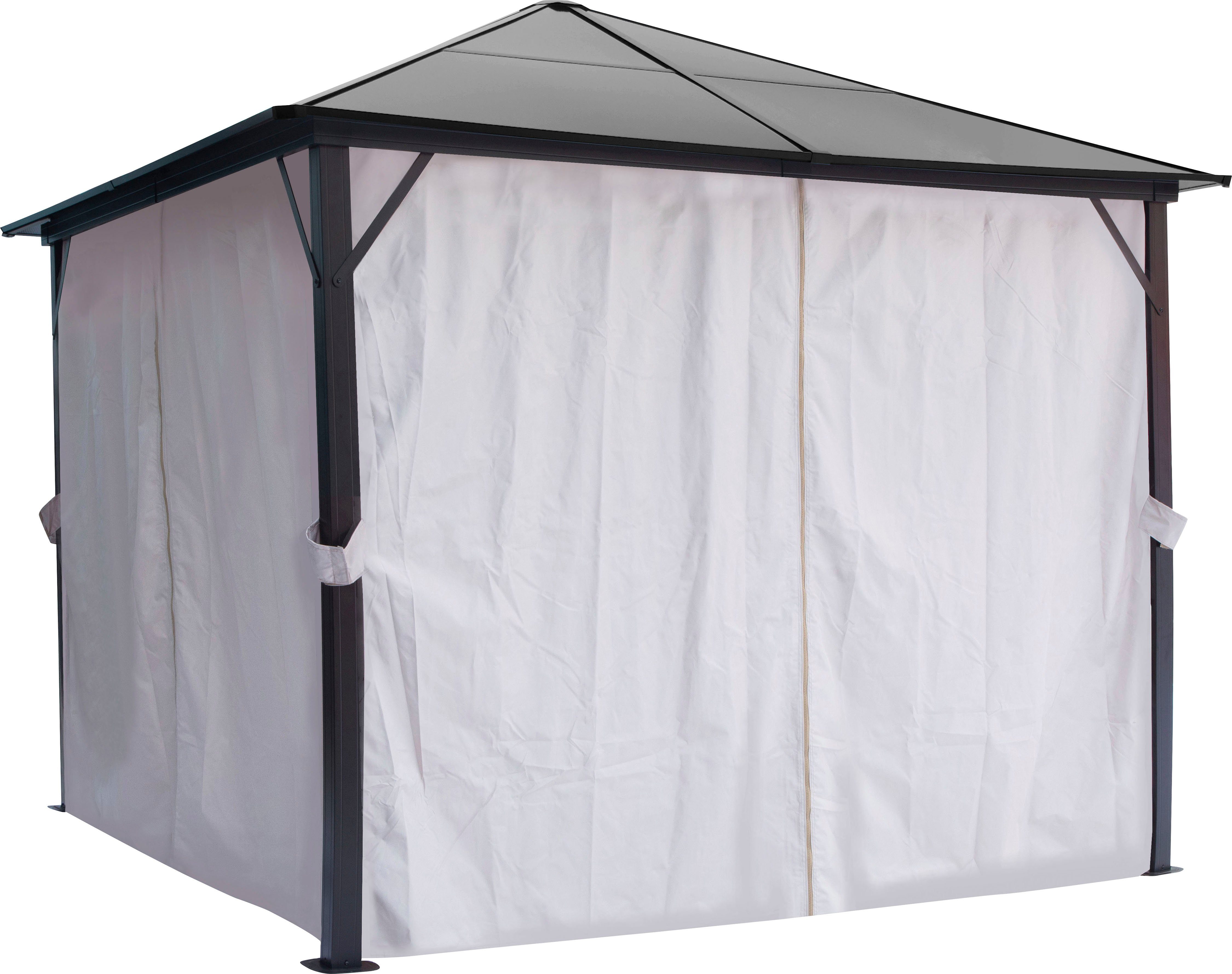 KONIFERA Pavillon Aruba 2.0, mit 4 Seitenteilen, BxT: 300x300 cm, 6 mm Polycarbonat-Dachplatten, Aluminium