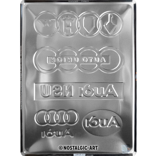 Nostalgic Art Retro Blechschild 30x40cm, Motiv "Audi - Logo Evolution", 1 Stück - ATU